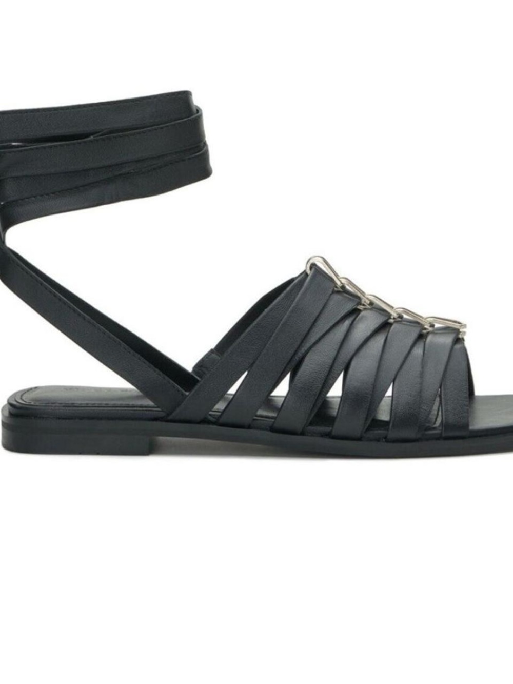 Vince Camuto Black Levelin Leather Lace-Up Black Sandals - Picture 5 of 10